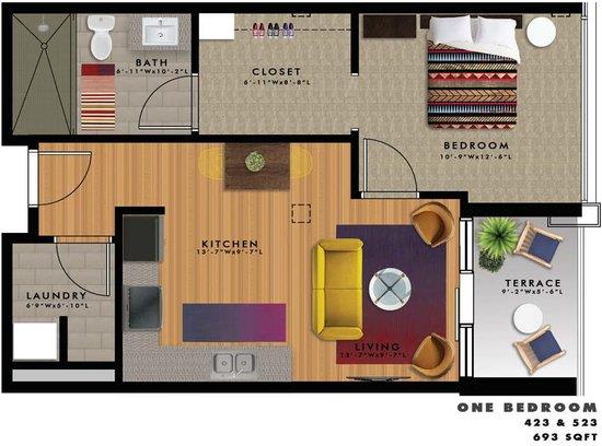 A2N Floor Plan at 20 Midtown, Birmingham, 35233