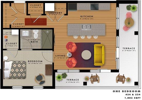 A2O Floor Plan at 20 Midtown, Birmingham, AL, 35233