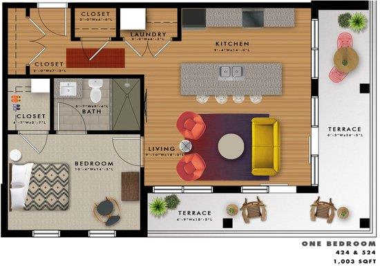 A2O Floor Plan at 20 Midtown, Birmingham, Alabama