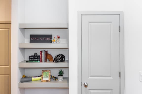 built-in bookshelves at Anthem Luxury Rentals and Apartments in Huntsville, AL
