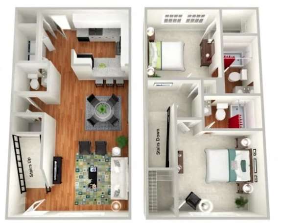 Azalea 2 bed 2.5 bath floorplan  at Sundance Creek Townhomes McDonough, GA