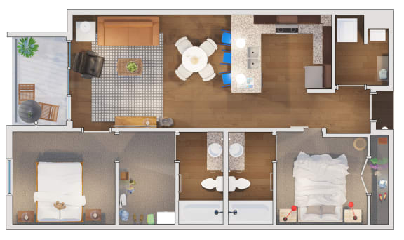 2 bedroom 2 bath Floor plan M at 20 Midtown, Birmingham
