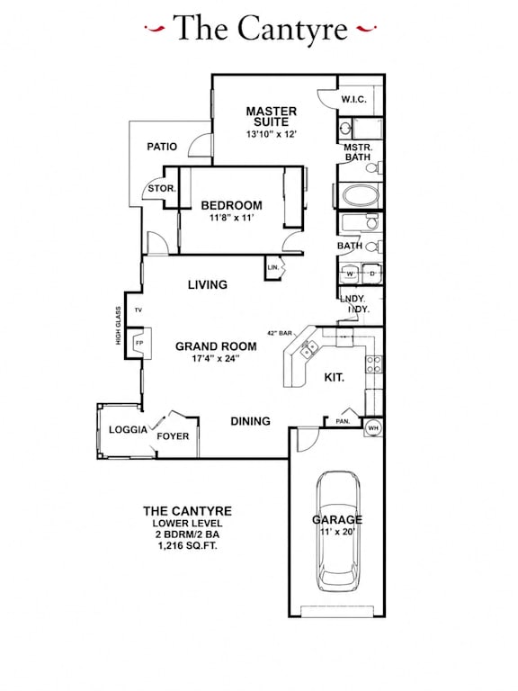 A floor plan for a 2 bedroom apartment.