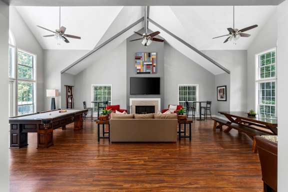 Clubhouse featuring seating and a pool table at Summerchase at Riverchase in Hoover, Alabama