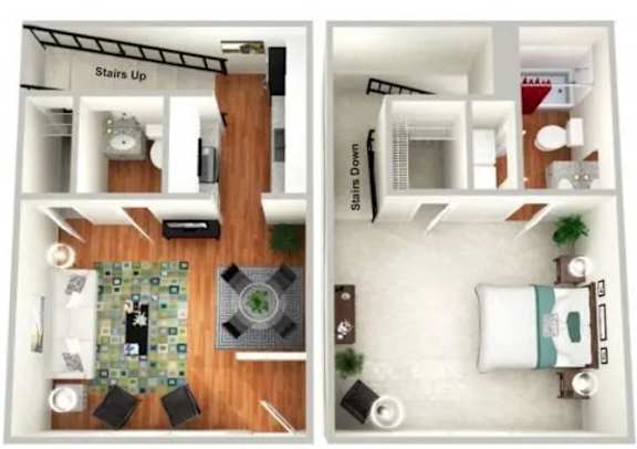 Daisy 1 bed 1.5 bath floorplan  at Sundance Creek Townhomes McDonough, GA