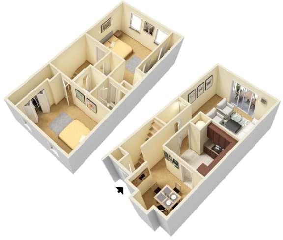 FernParc Apartments B6 Floorplan 2 bed 1.5 bath