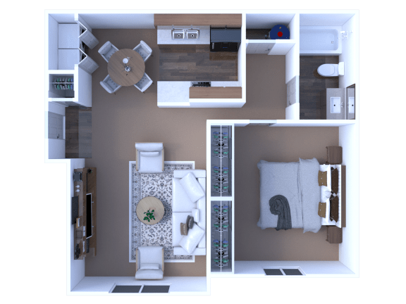 Floor Plan  Foxfire 1 Bed &amp; 1 Bath Floor Plan At Austin Place Apartments