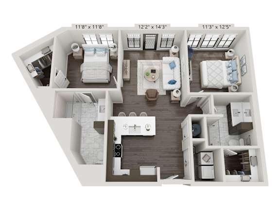 Gates Mill, two-bedroom, two-bathroom floor plan at 2020 Providence in Huntsville, AL