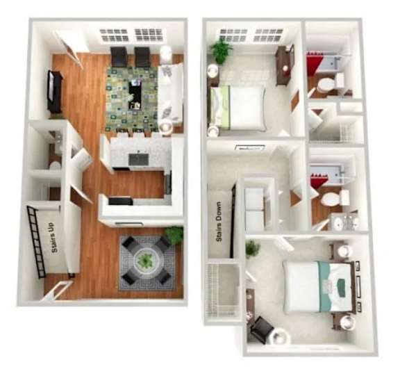 Lilac 2 bed 2.5 bath floorplan  at Sundance Creek Townhomes McDonough, GA