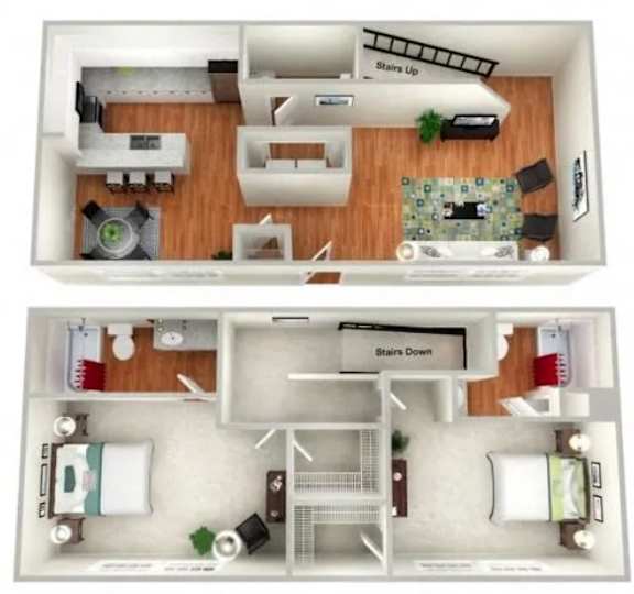 Lotus 2 bed 2.5 bath floorplan  at Sundance Creek Townhomes McDonough, GA