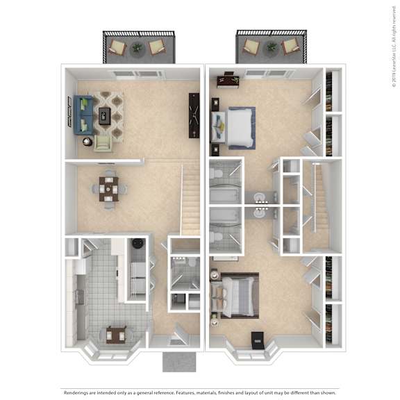 A floor plan of a house with a kitchen, living room, bedrooms, and bathrooms.