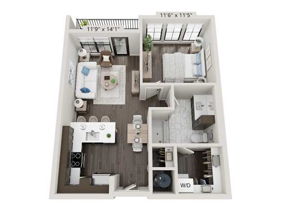 Off Broadway one-bedroom, one-bathroom floor plan at 2020 Providence in Huntsville, AL