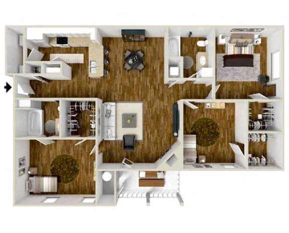 a floor plan of a house with a wooden floor