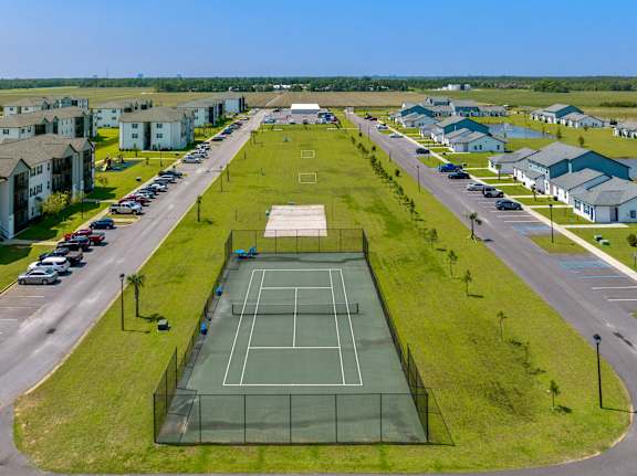 aerial view of tennis court at The Reserve of Foley Apartments in Foley, AL