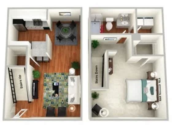 Rose 1 bed 1 bath floorplan  at Sundance Creek Townhomes McDonough, GA