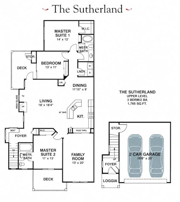 A floor plan for a two-story house with a garage.