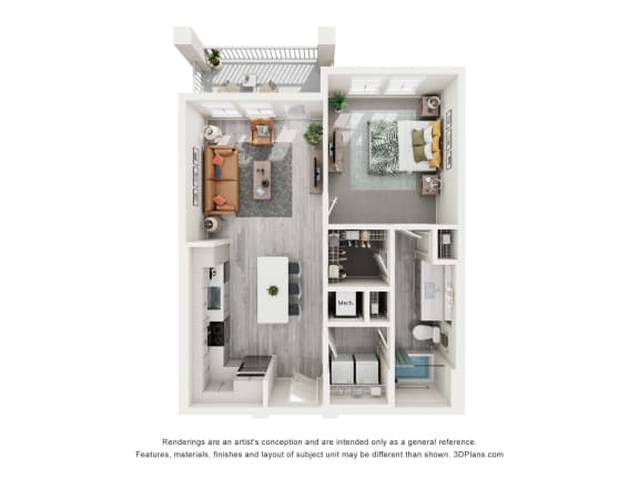 floor plan with one bedroom and one bathroom at Tapestry Palmera in St. Augustine, FL
