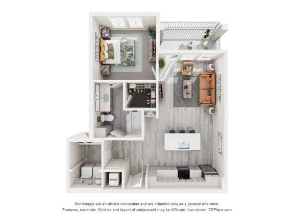 floor plan with one bedroom and one bathroom at Tapestry Palmera in St. Augustine, FL