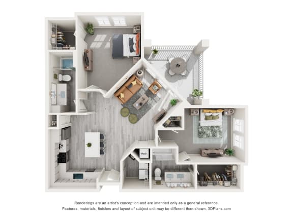 floor plan with two bedroom and two bathrooms at Tapestry Palmera in St. Augustine, FL