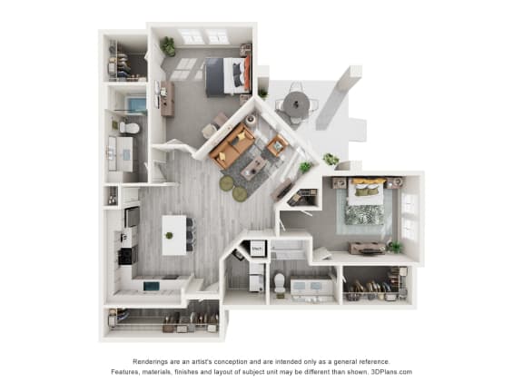floor plan with two bedroom and two bathrooms at Tapestry Palmera in St. Augustine, FL