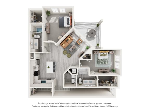 floor plan with two bedroom and two bathrooms at Tapestry Palmera in St. Augustine, FL