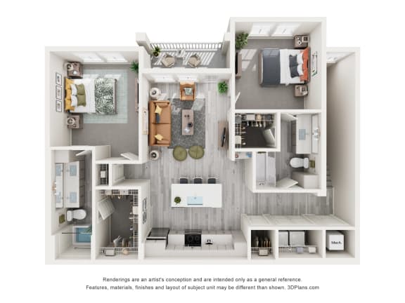 floor plan with two bedroom and two bathrooms and garage* (select homes) at Tapestry Palmera in St. Augustine, FL