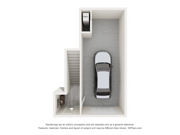 garage floor plan for an apartment with two bedrooms and two bathrooms at Tapestry Palmera in St. Augustine, FL
