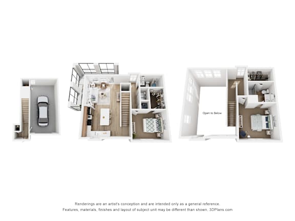 Four different floor plans of a house are shown.