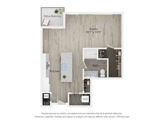 2-D floor plan at The Fitzroy Apartments Homes in Birmingham Alabama