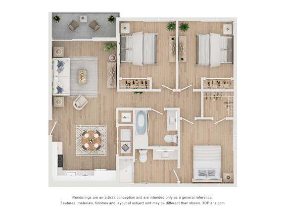 3 bed 2 bath floor plan at The Renaissance Naples, FL