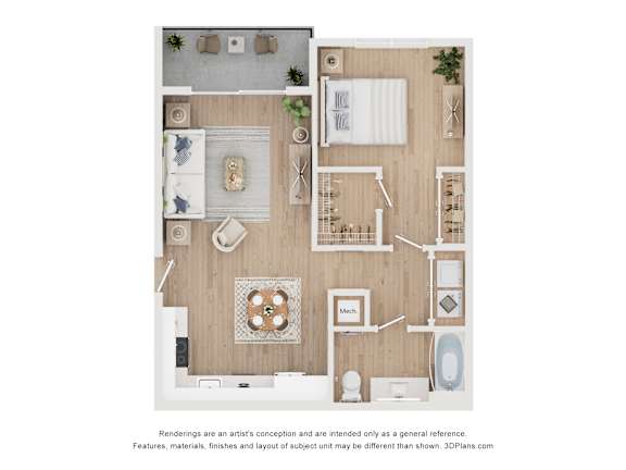 1 bed 1 bath floor plan The Renaissance Naples, FL