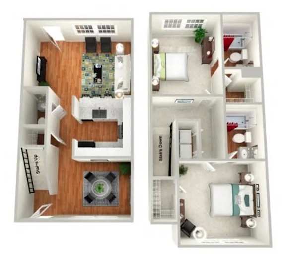 Tulip 2 bed 2.5 bath floorplan  at Sundance Creek Townhomes McDonough, GA