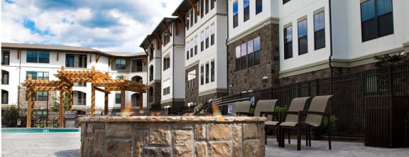 Two cozy outdoor fire pits for community use at 4700 Colonnade apartment rentals in Birmingham