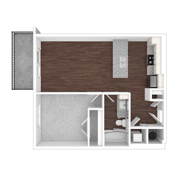 3D artistic A2_Alley floor plan at Wesely Place Apartments in Indianapolis, IN