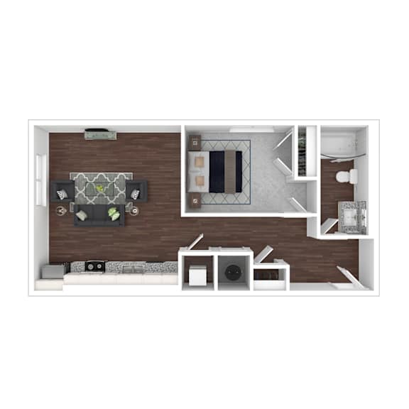 3D artistic A3_Pierson floor plan at Wesely Place Apartments in Indianapolis, IN