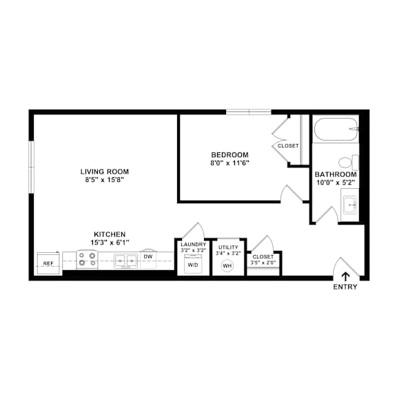 2D dimensional A3_Pierson floor plan at Wesely Place Apartments in Indianapolis, IN