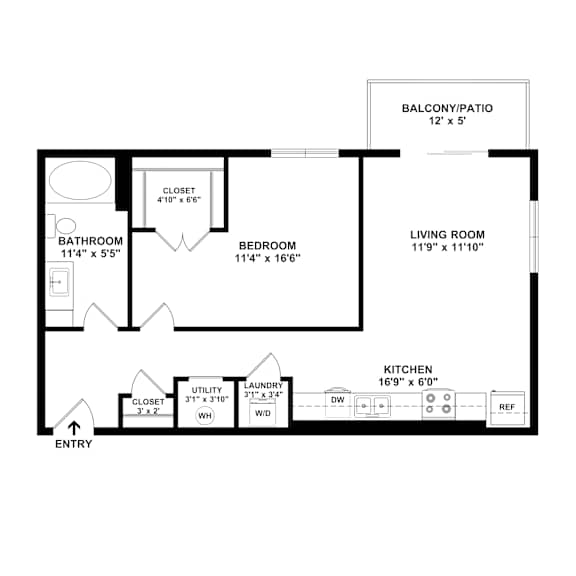 2D dimensional A4_Illinois floor plan at Wesely Place Apartments in Indianapolis, IN