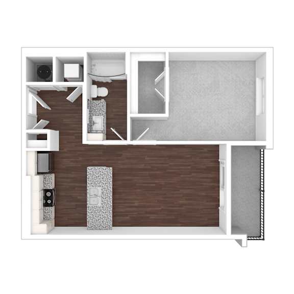 3D artistic A6_Central floor plan at Wesely Place Apartments in Indianapolis, IN
