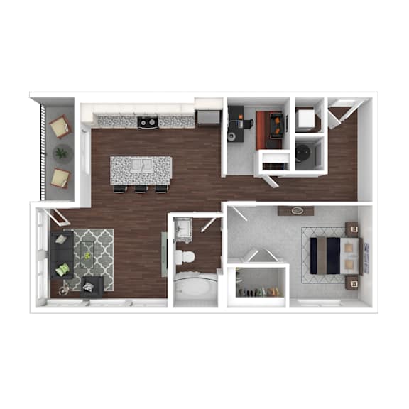 3D artistic A7_Bryan floor plan at Wesely Place Apartments in Indianapolis, IN