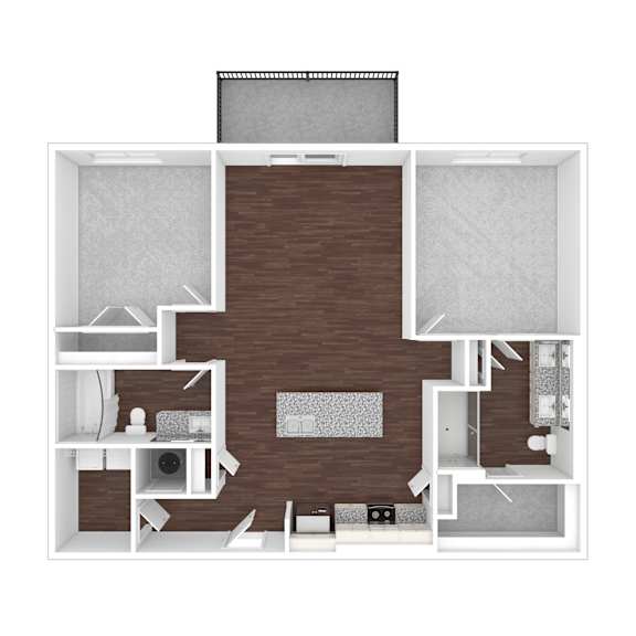3D artistic B1_Talbot floor plan at Wesely Place Apartments in Indianapolis, IN
