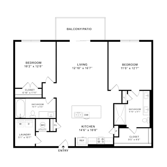 2D dimensional B1_Talbot floor plan at Wesely Place Apartments in Indianapolis, IN