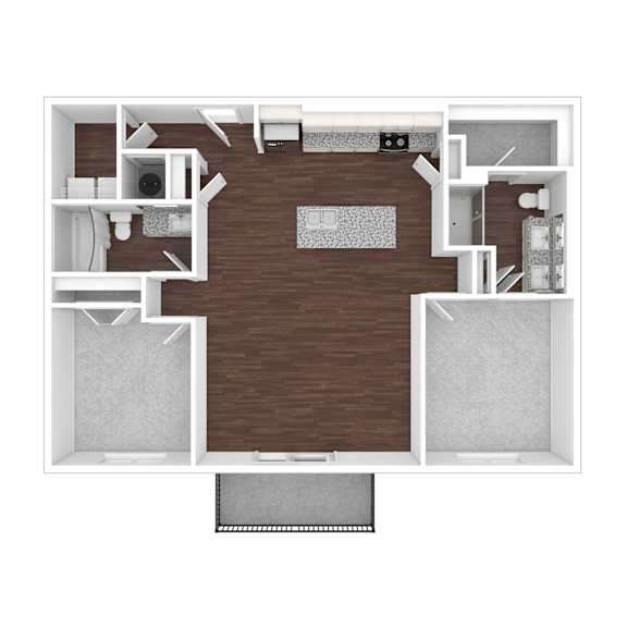 3D artistic B4_Capital floor plan at Wesely Place Apartments in Indianapolis, IN