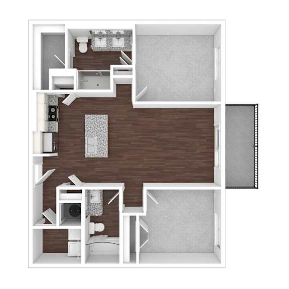 3D artistic B5_Senate floor plan at Wesely Place Apartments in Indianapolis, IN