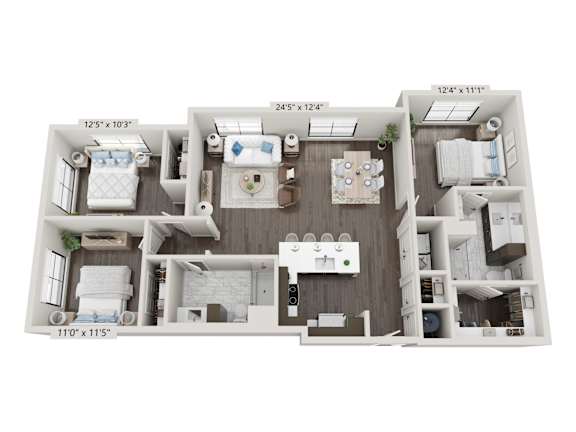Weybosset three-bedroom, two-bathroom floor plan at 2020 Providence in Huntsville, AL