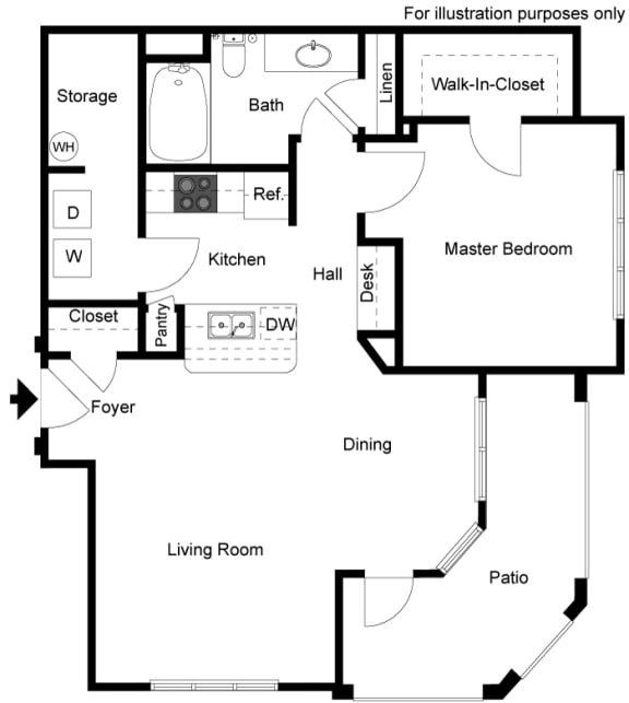 1 Bedroom 1 Bath A4 Floor Plan at SKY at p83, Peoria, Arizona 85381