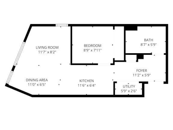 A black and white image of a floor plan for a house.