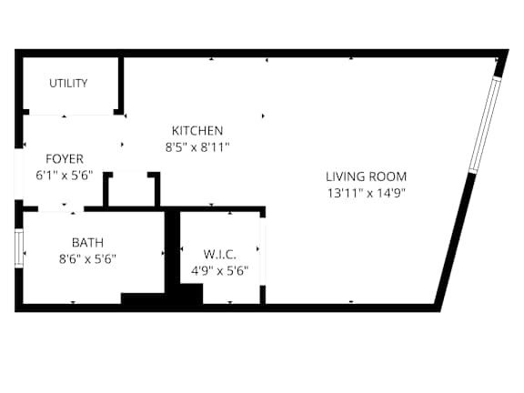 A black and white image of a floor plan for a house.