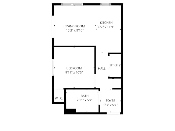 A black and white image of a floor plan for a house.