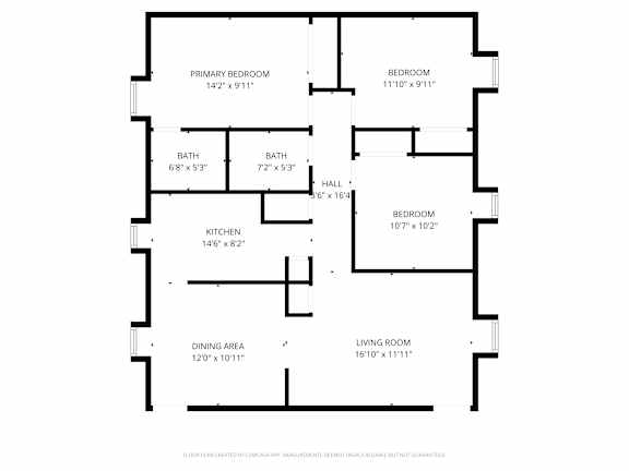 Floor Plan  A black and white image of a floor plan for a house.