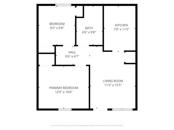 A black and white floor plan of a house with labeled rooms.